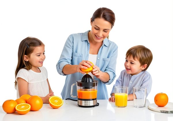 Electric Citrus Juicer OVENTE JE2572B Black Dual Cones Pulp Control-1