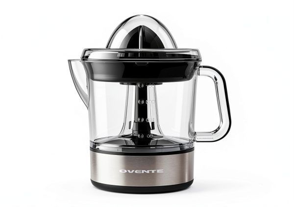 Electric Citrus Juicer OVENTE JE2572B Black Dual Cones Pulp Control-5