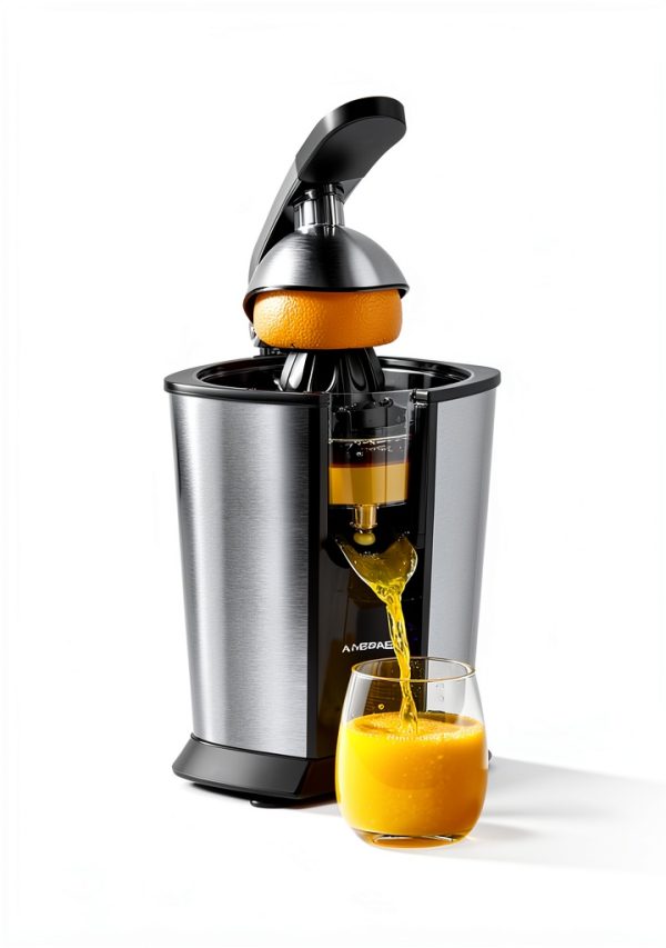 Electric Orange Juicer Amzpass 2 Cone Soft Grip Black Stainless Steel-5