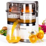 Dual-Head Orange Juicer by Amzpass with Built-in Cutter White-0