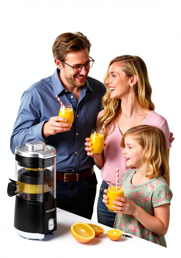 Citrus Juicer FOHERE Hand-Free with 2 Interchangeable Cones Silver-8