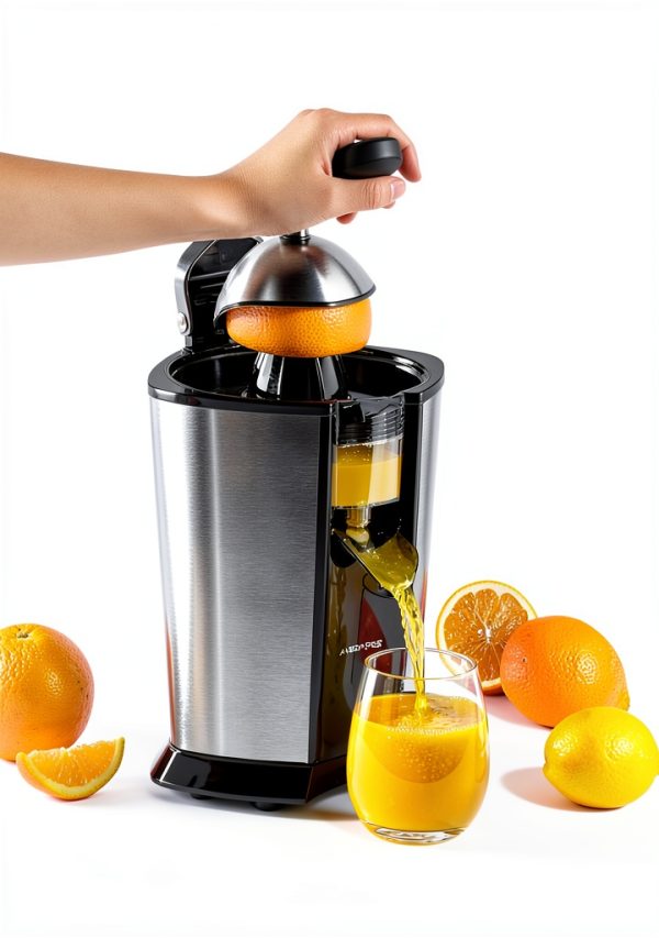 Electric Orange Juicer Amzpass 2 Cone Soft Grip Black Stainless Steel-4