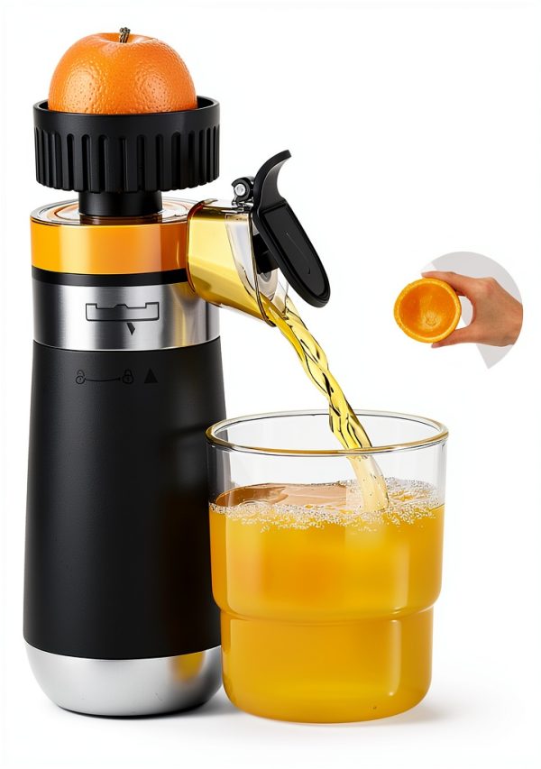 Citrus Juicer FOHERE Hand-Free with 2 Interchangeable Cones Silver-3