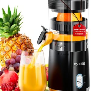 Citrus Juicer FOHERE Hand-Free with 2 Interchangeable Cones Silver-0
