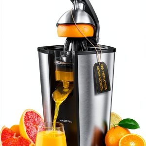 Electric Orange Juicer Amzpass 2 Cone Soft Grip Black Stainless Steel-0