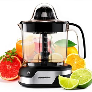 Homeleader Upgraded Orange Juicer, Stainless Steel Citrus Press for Effortless Orange & Lemon Juice, Portable & Easy Clean, Essential for Healthy Juicing, Black,1.2L-0