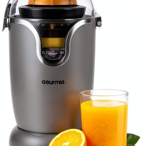 Gourmia Hands Automatic Citrus Juicer with One-Touch Operation - Universal Cone, Anti-Drip Spout, Dishwasher Safe Accessories, Compact, Quiet 60W Motor-0