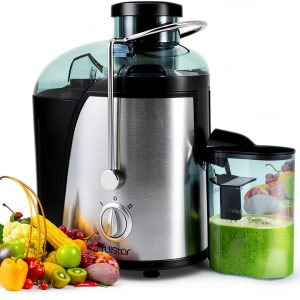 Fullstar Juicer Machines Vegetable and Fruit, 400W Compact Juicer, 3" Wide Mouth, 2-Speed Setting, Stainless Steel, BPA-Free (Black)-0
