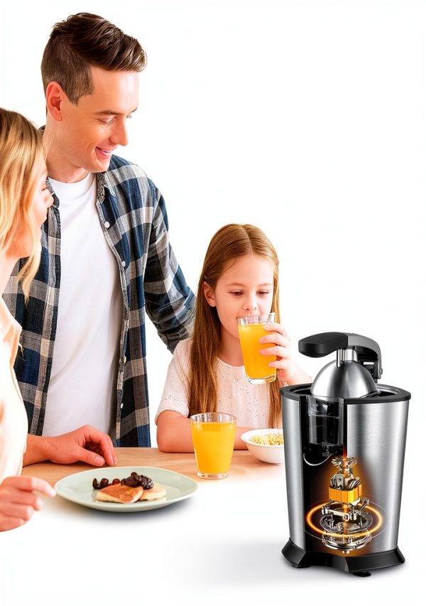 Electric Orange Juicer Amzpass 2 Cone Soft Grip Black Stainless Steel-2